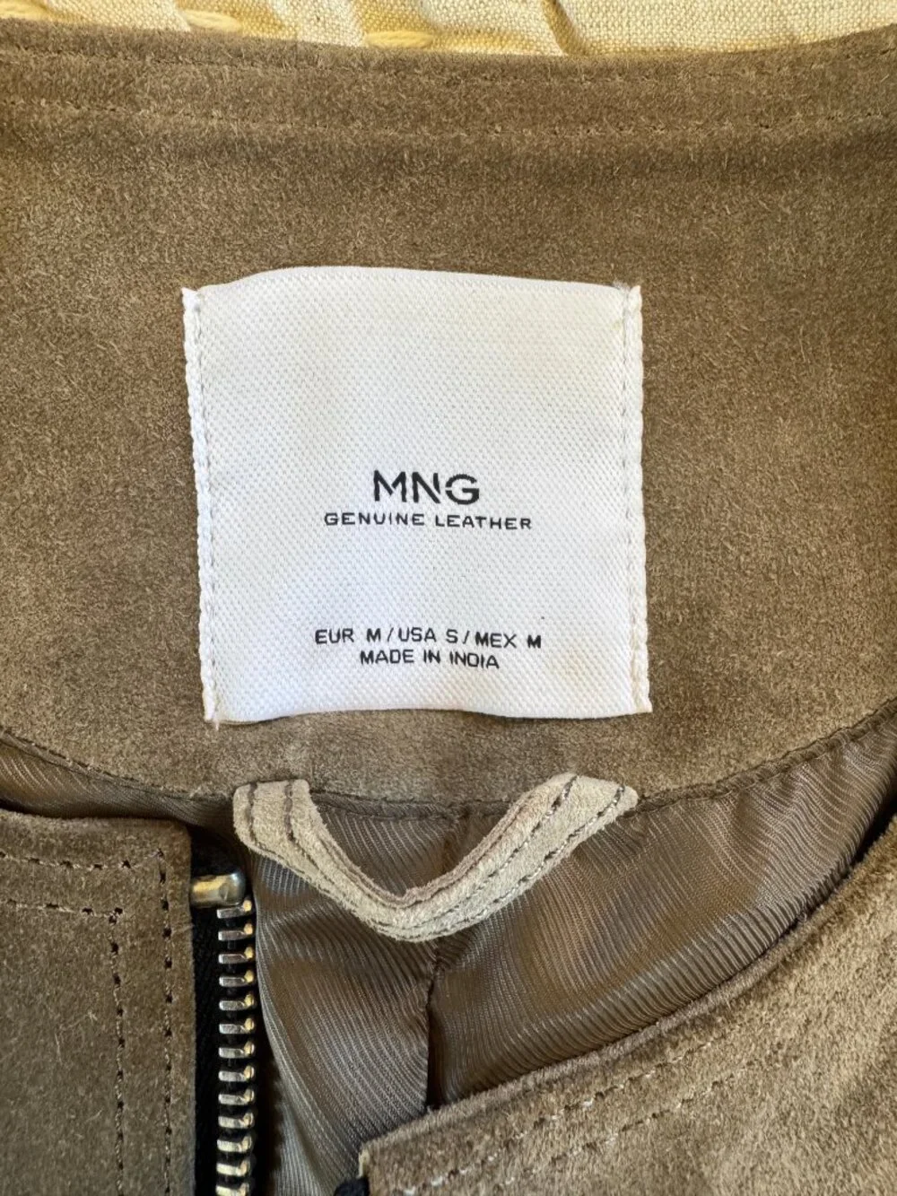 Mango Suede Fringe Jacket Taupe Beige - Small - Picture 4 of 4